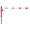 Swing barrier | with pull rope reinforcement | for casting in concrete, hot-dip galvanized and white coated with red reflecting stripes | Barrier arm length: 2500 mm | with Euro profile cylinder lock